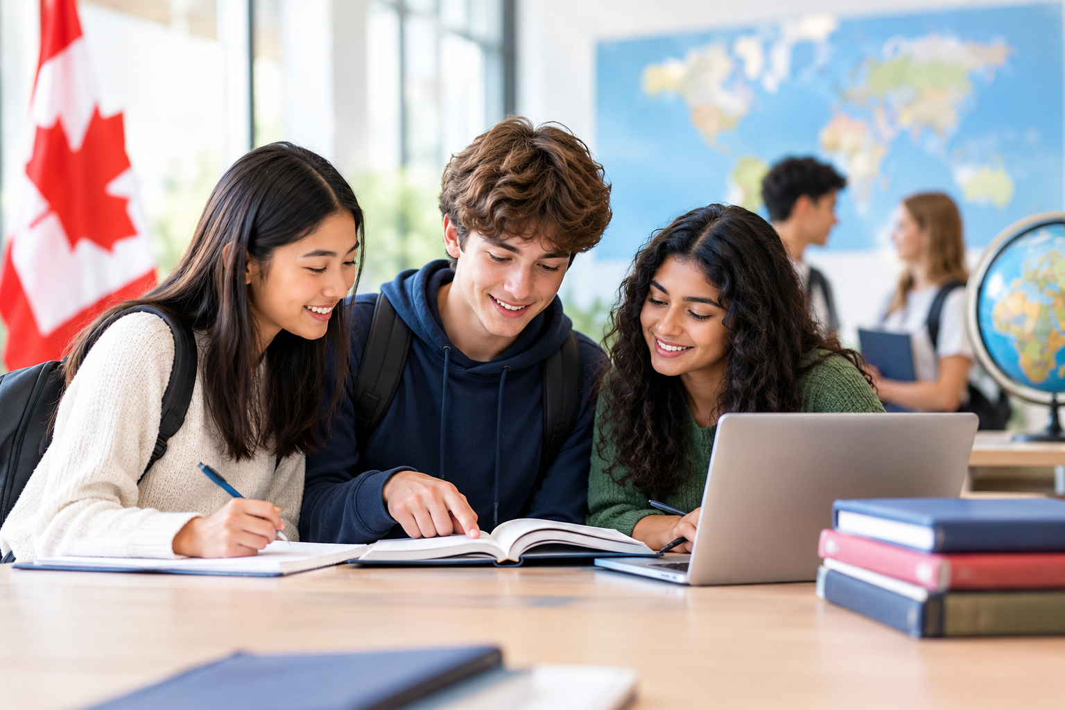 International school students exploring a Canadian OSSD pathway